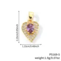 Elegant heart-shaped pendant featuring a purple oval crystal and sparkling zircons - Purple Gold Tone (P5169-5)
