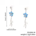 Detaillierte Größen- und Gewichtsmessungen für Damen-Ohrringe mit blauen Zirkonia-Blumen - Blau Blumenstil Blaue Blätter Silber (E01908-26)