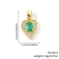 Gold-plated heart pendant necklace with a green center stone and sparkling zirconia - Deep Green Gold Tone (P5169-9)