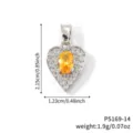 Elegant heart-shaped pendant with yellow oval zircon and clear accents, 2.15cm length - Yellow Silver Tone (P5169-14)