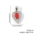 Red heart-shaped pendant necklace with cubic zirconia halo in silver finish - Red - Silver Tone (P5169-16)