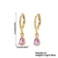 Orecchini a cerchio placcati in oro con zircone rosa a goccia, eleganti e raffinati. - Oro Rosa