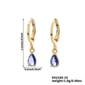 Orecchini a cerchio a goccia dorati con pietra viola, elegante gioiello minimalista quotidiano. - Oro Zirconia