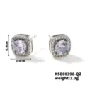 Eleganti orecchini a lobo quadrati halo con zirconi viola chiaro, 0.9cm - Argento Viola Chiaro