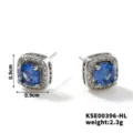 Eleganti orecchini a lobo quadrati in zirconia blu con specifiche di peso e misura - Argento Blu Lago