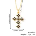 Elegant gold plated cross pendant necklace featuring faceted black cubic zirconia - Gold Black Zirconia Style (N01667-9)