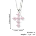 Copper necklace with pink zircon clover cross pendant, length 40+5cm measurement - Silver Pink Zirconia Style (N01667-16)