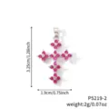 Elegant silver-plated copper cross pendant with pink stones dimensions 3.25cm x 1.9cm weight 2g - Pink-Purple Zirconia Cross Style (P5219-2)