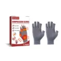 Houkea fingerless compression gloves for joint pain relief with branded retail box - 1 Pair Pack / Gray
