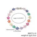 Misure dettagliate del bracciale in zircone a fiori multicolore con lunghezza 17 cm e peso - Oro con Zirconia Multicolore (B00771-12)
