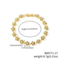 Schema dettagliato delle dimensioni del bracciale a stella dorato con zirconi. - Oro con Zirconia Verde Oliva (B00771-16)