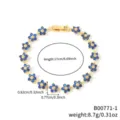 Bracciale placcato oro con fiori in zirconia blu, lunghezza totale 17 cm. - Oro con Zirconia Blu (B00771-1)