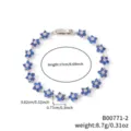 Bracciale con fiori in zircone blu con misure dettagliate e specifiche di peso esatte - Argento con Zirconia Blu Notte (B00771-2)