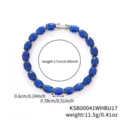 Eleganter silberfarbener Armreif mit ovalen blauen Kristallen und Maßen - 17cm / Silber mit Blauem Diamant
