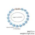 Elegante bracciale fiori in zircone blu, finitura argento, lunghezza 17cm e peso 8,7g. - Argento con Zirconia Blu (B00771-4)