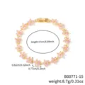 Bracciale a stella in zircone rosa in rame placcato oro con dimensioni. - Oro con Zirconia Rosa (B00771-14)