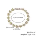 Squisito bracciale floreale in rame con zirconi verdi, lunghezza 17cm, peso 8,7g - Argento con Zirconia Verde Oliva (B00771-17)