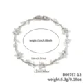 Silver flower zirconia bracelet for women fashion trendy delicate jewelry accessory 17cm - B00767-12