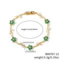 Detailed view of the elegant floral cubic zirconia gold bracelet, showing precise dimensions. - B00767-13