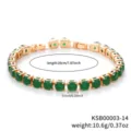 Gold green round zircon tennis bracelet detail, sparkling gemstone link chain jewelry. - Gold Green Stone