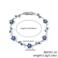 Silver tone blue flower zircon bracelet, dainty vine and floral design, stylish fashion jewelry. - B00767-10