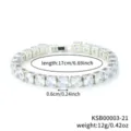 Silver tennis bracelet with clear cubic zirconia stones, 17cm length for women jewelry. - White K White Rhinestone
