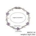 Elegant silver tone purple zirconia flower vine bracelet for women fashion daily wear jewelry - B00767-18