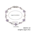 Silver flower zircon bracelet featuring elegant purple stones and vine design, 17cm length. - B00767-20