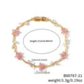 Gold plated floral cubic zirconia bracelet with pink flower charms for women stylish jewelry. - B00767-21