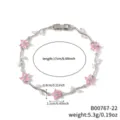 Elegant silver pink cubic zirconia flower bracelet fashion jewelry accessory for women - B00767-22