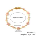 Gold-plated floral zircon bracelet with pink crystal cherry blossom vine design, 17cm long. - B00767-23