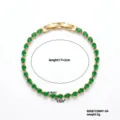 Gold-plated tennis bracelet featuring teardrop green zircons with 17+2cm adjustable length - Light Green Teardrop Style (B00872SBMY-9A) / 17+2cm