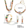Multicolor baguette zircon jewelry set: necklace, bracelet, ring and drop earrings. - Multicolor Stone Gold Set (ZT0004-4)