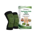Houkea Varicose Vein Care Leg Sleeves Tourmaline Magnetic Massage Knee Braces Pair - Black