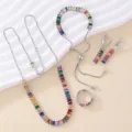 Juego de joyas plateadas con collar pulsera y anillo de circón cuadrado multicolor - Conjunto Plateado Piedra Multicolor (ZT0004-6)