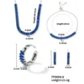 Conjunto joyas circonitas azules con medidas de collar, pulsera, pendientes y anillo. - Conjunto Plateado Piedra Azul (ZT0004-9)