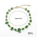 Elegant gold-plated bracelet featuring emerald green gemstones in various shapes - 17+5cm (4.3g) / Emerald Green (B00754-18)