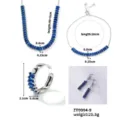 Elegante conjunto de joyas de circón azul rectangular con collar pulsera anillo pendientes - Conjunto Plateado Piedra Azul (ZT0004-10)