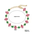 Gold bracelet with pink and green candy stones and measurement details - 16+5cm (4.7g) / Green and Pink Mix (B00754-22)