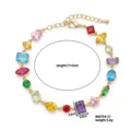 Elegant gold-plated colorful candy gemstone bracelet with adjustable 17+5cm length - 17+5cm (5.6g) / Multicolor Candy (B00754-21)