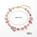 Elegant gold-tone bracelet featuring multi-shaped pink crystals with adjustable chain - 17+5cm (6.2g) / Pink Candy (B00754-23)