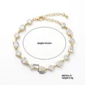 Elegante bracciale placcato oro con cristalli a goccia e quadrati, estensione 16+5 cm. - Strass Trasparente (B00754-31)