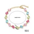 Bracciale da donna con pietre preziose rettangolari multicolori e catena dorata - Gemma Rettangolare Colorata (B00754-19)