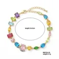 Bracciale placcato oro con gemme multicolori a goccia e rettangolo, catena regolabile. - Forme Miste Multicolore (B00754-20)