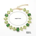 Bracciale placcato oro stile caramella con cristalli verdi misti e catena di estensione regolabile - Serie Verde Smeraldo (B00754-30)