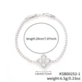 Elegante bracciale a quadrifoglio in argento con brillanti zirconi bianchi - Bianco K Bianco