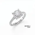 Anello halo regolabile in moissanite con pietra centrale da 0.5CT in finitura argento - Stile Halo Moissanite 0.5CT (R01096-6) / Misura Aperta Regolabile