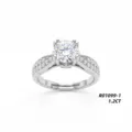 Lussuoso anello in moissanite argento con pietra da 1,2 ct e fascia regolabile fine - Stile Fascia Pavé Moissanite 1.2CT (R01099-1) / Apertura Regolabile