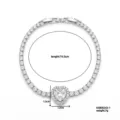 Elegante bracciale tennis a cuore argentato con zirconi, lunghezza totale 19,5 cm per donna - Bianco Cristallo (KSB00242-1)