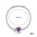 Elegante bracciale tennis placcato argento con zircone a cuore viola e pietre - Viola (KSB00242-6)
